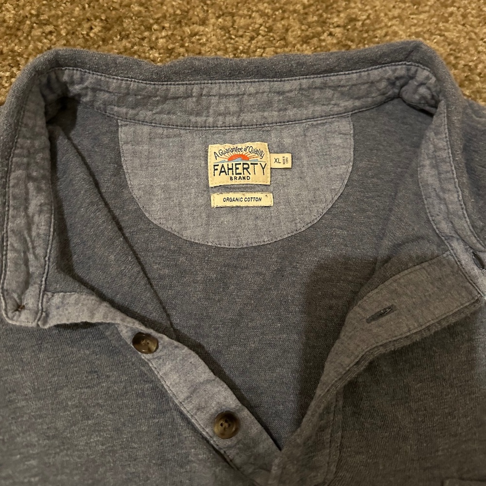 Faherty Sweater Grey organic cotton XL